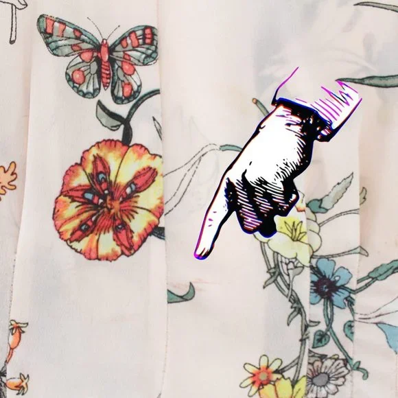 Rebecca Taylor 100%Silk Long Tie Sleeve Meadow Floral Top Pink Combo V-neck 2 - Picture 14 of 15